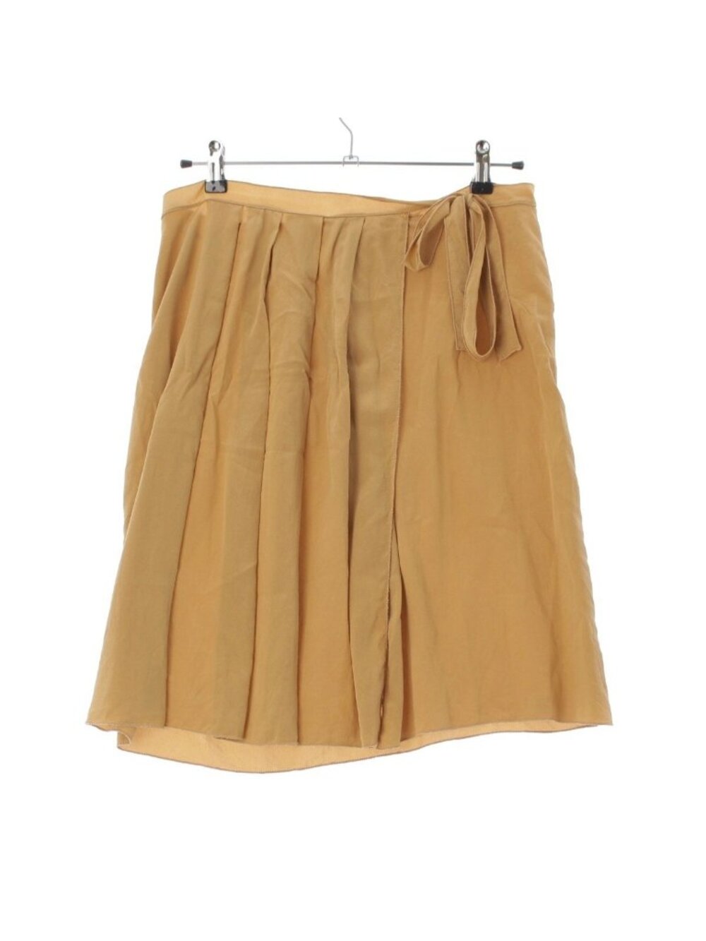 Prada Vintage Silk Pleated Wrap Skirt Beige Brown 40